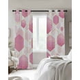 thumbnail image 3 of Fsddascl Pink Geometric Blackout Curtains for Bedroom/Living Room, Thermal Insulated Kitchen Curtains, Gold White Hexagon Modern Gradient Grommet Darkening Window Treatment Drapes 52"x72"x2, 3 of 8