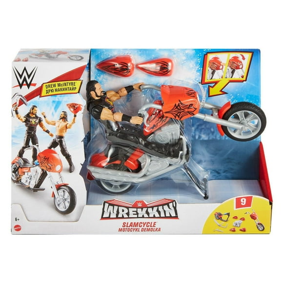 WWE Wrekkin Figurine Articulée et Véhicule SlamCycle