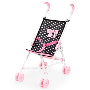Bayer Design Buggy Umbrella Doll Stroller, Black/Pink