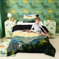 thumbnail image 4 of Manfei Wild T-Rex Dino Twin Comforter Sets,Retro Jungle Pterosaur Bedding Set,Yellow Blue,Black Reversible,2pcs,1 Comforter and 1 Pillowcase, 4 of 7