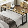 thumbnail image 2 of Condemo Overbed Table with Wheels and Height Adjustable, 71 inch Queen Size Bed Table with Adjustable Tilt Board, Mobile Laptop Cart Computer Desk with Outlets & USB Ports, Brown, 2 of 7