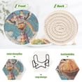 thumbnail image 4 of Haosy Set of 6 Drink Woven Coaster with Holder Heat Resistant Non-Slip Bar Coasters 4 Inches Colorful Spots Giraffe and Rainbow, 4 of 7