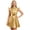 Gold, variant on Womens Shiny Metallic Cap Sleeve Rave Party A-line Mini Dress Clubwear Holographic L