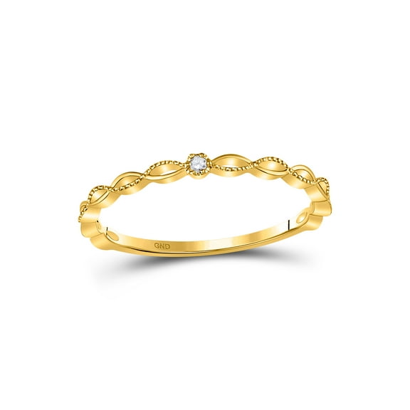10kt Yellow Gold Womens Round Diamond Stackable Band Ring .01 Cttw