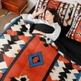 thumbnail image 4 of Homewish Boho Tribal Print 7-Piece King Bedding,Rhombus Stripe King Bed in a Bag,Orange,Black Reversible, 4 of 8