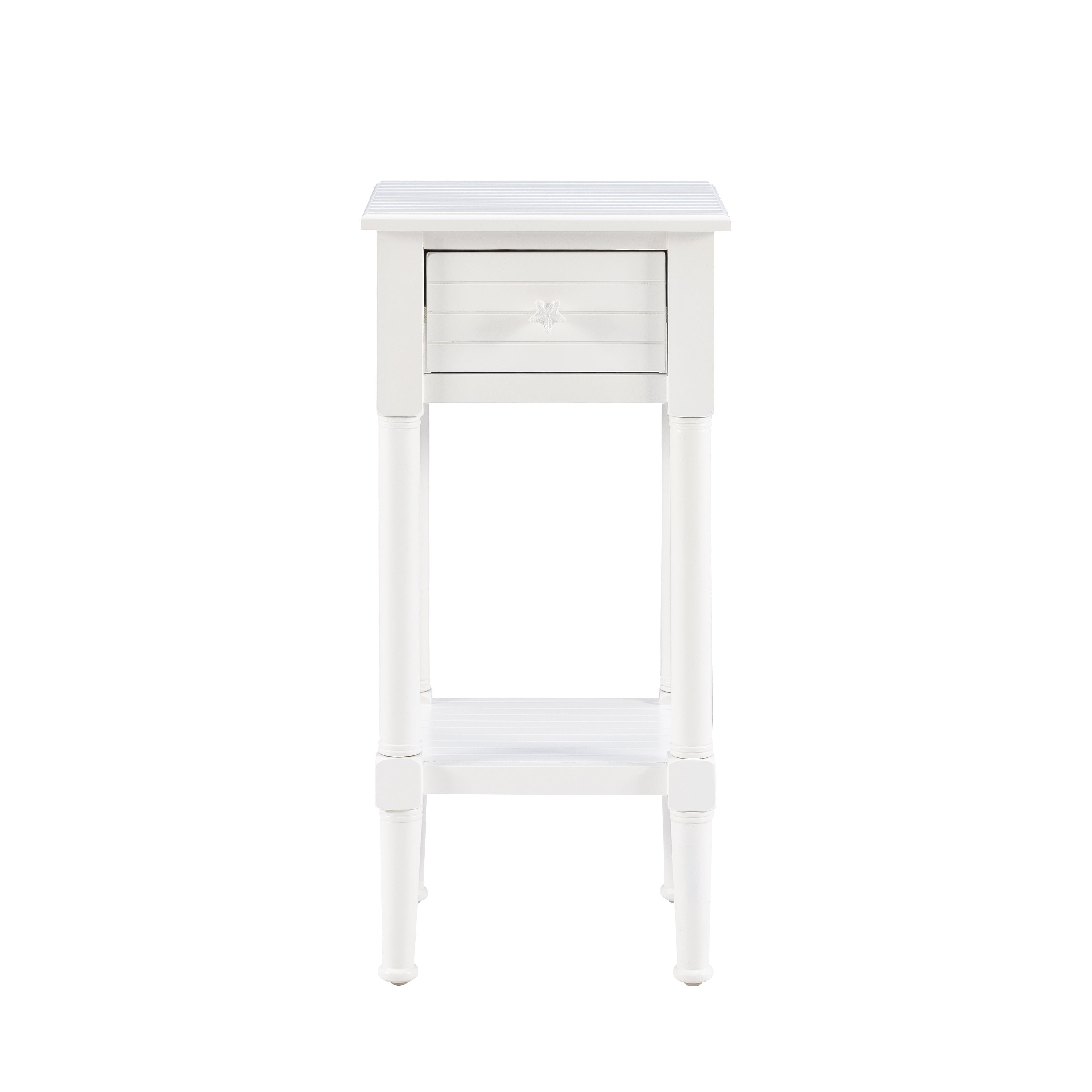 Linon Athalee Single Drawer Indoor Accent Side Table with Shelf, 29.5" Tall, White