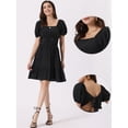 thumbnail image 2 of Unique Bargains Smocked Dress for Women's Summer Casual  Bow Tie Back Ruffle A-Line Dress S Black, 2 of 6