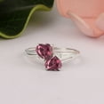 thumbnail image 2 of Mooneye 925 Sterling Silver 6mm Heart Shape Red CZ Two Stone Heart Women Engagement Ring, 2 of 4