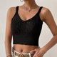 thumbnail image 5 of Camiseta sin mangas corta con cuello en V y tirantes finos para mujer, chaleco sin mangas de punto con cable ajustado, 5 of 5