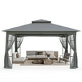 thumbnail image 4 of INTER HUT 13x11 Metal Patio Gazebo, Outdoor Gazebo Canopy Tent for Backyard with Mesh Privacy Curtains, 4 of 8