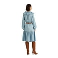 thumbnail image 2 of LAUREN RALPH LAUREN Womens Light Blue Tie Ruffled Blouson Sleeve Split Below The Knee Blouson Dress 14, 2 of 4