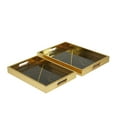 thumbnail image 5 of DecMode 16", 14"W Gold Plastic Geometric Tray with Black Glass, 2-Pieces, 5 of 7