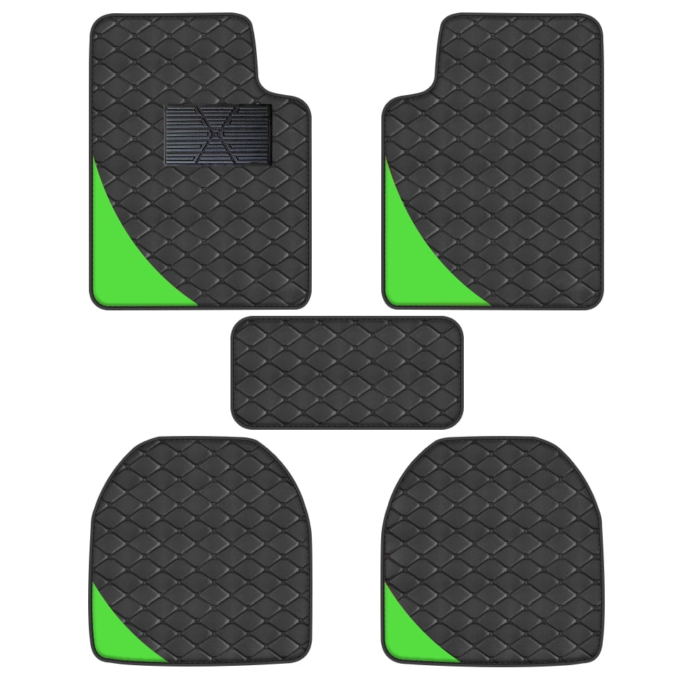 Tuqiang Car floor mats for BMW for i3 Premium All-Weather Automotive Floor Mats Leather Black and green