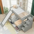thumbnail image 4 of Twin over Full Bunk Bed with Drawers, Storage and Slide, Multifunction, Gray, 4 of 9