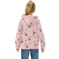 thumbnail image 4 of Kids' Hooded Pullover Sweatshirt Casual Tops Long Sleeve Print Hoodies Pocket Small Heart and Bee Patterns, 4 of 9