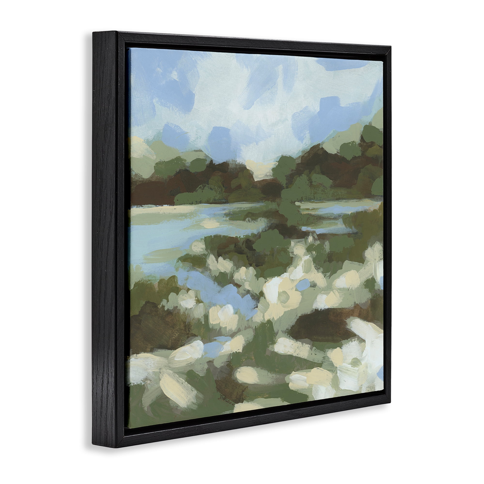 Stupell Industries Fluid Landscape Impression Landscape & Nature Painting Black Floater Framed Canvas Art Print Wall Art, 18 x 18