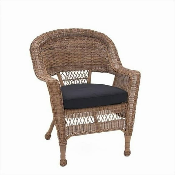 Jeco  Honey Wicker Chair With Black Cushion