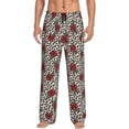thumbnail image 2 of Goofa Leopard Print Rose Printed Soft Pajama Pants for Men, Wide Leg Comfy Casual Lounge Yoga Pants-, 2 of 9