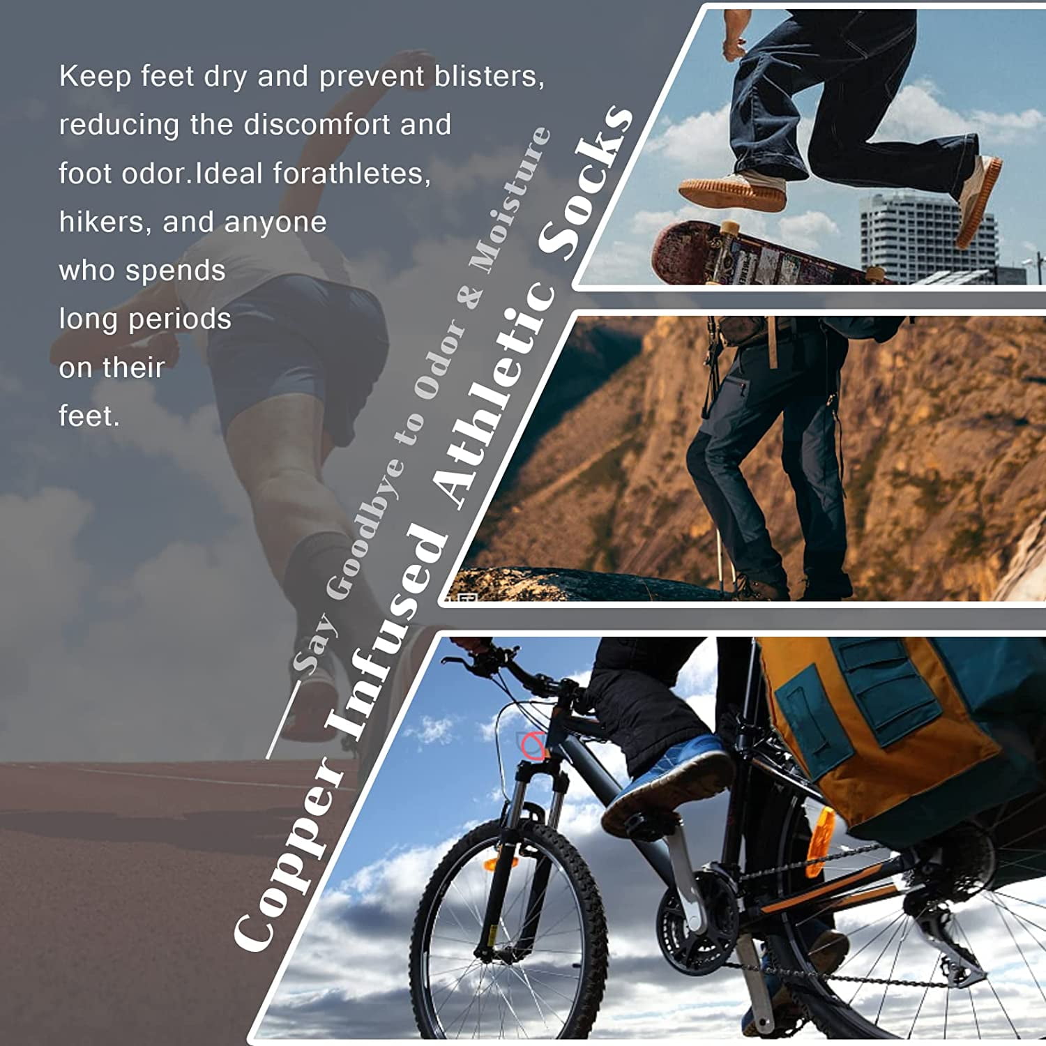 Copper Infused Ankle Socks with Odor Control, Moisture Wicking for Improved Comfort and Health (4/5 Pairs)