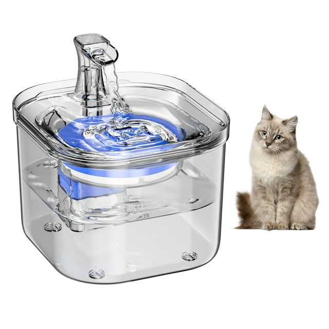 WF160 Fuente de agua para gatos 1.8L / 61oz Fuente de agua transparente para mascotas Dispensad Carevas Fuente para beber gato