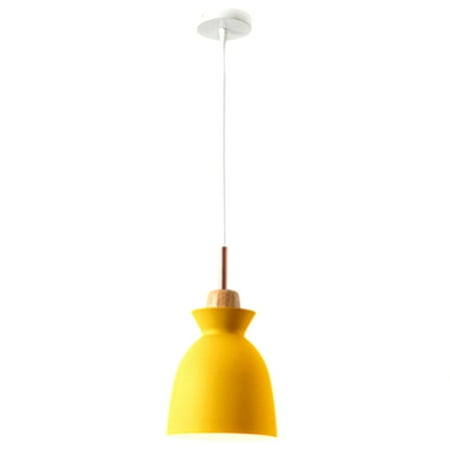 

Wooden Wrought Iron Single Head Chandelier American Country Modern Minimalist Living Room (Yellow)