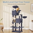thumbnail image 2 of EDX 66" Cat Tree Tower for Indoor Cats, Multi-Level Durable Cat Climbing Tower, Large Pet House with Natural Sisal Scratching Post, Cozy Condo, Extended Platform, Kitten Toy and Hammock, Dark Grey, 2 of 7