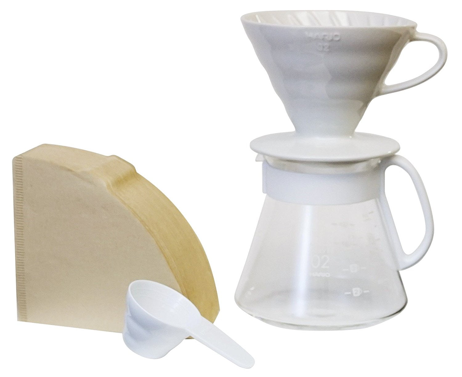 Hario Pour Over Coffee V60 Ceramic Dripper Set, White