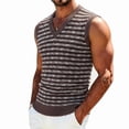 thumbnail image 2 of BaoFuBaoMei Sweater Vest Men Knitted Big and Tall V Neck Ribbed Trim Sleeveless Sweater Stripe Jacquard Fall Tops, 2 of 6