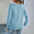 thumbnail image 4 of Turilly Women's Winter Solid Color Hollow Long-sleeved Tops Casual Pullover Round Neck Knitted Sweater, 4 of 5