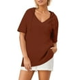 thumbnail image 2 of ITSAME Women's Hooded Blouse, Short Sleeve Casual Loose Scoop Neck Summer Fashion Tops Red XL, 2 of 6