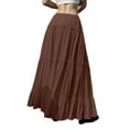 thumbnail image 4 of Women’s Long Tiered Maxi Skirt with Elastic Waist Lightweight Flowing Fabric Boho Style Casual Wear for Everyday Use Brown L, 4 of 5