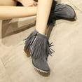 thumbnail image 4 of hopeusnice Women's Suede Fringe Ankle Boots Zipper Closure Booties Comfortable Platform Wedge Heel Fashion Fall Winter Fringe Boots Gray 37, 4 of 9