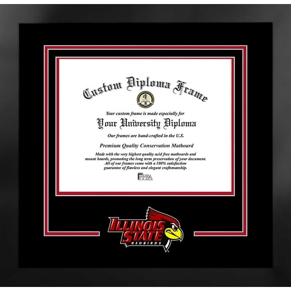 Illinois State Redbirds 10w x 8h Spirit Diploma Manhattan Black Frame with Bonus Campus Images Lithograph (value savings $59)