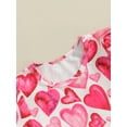 thumbnail image 6 of Musuos Kids Girl’s Valentine's Day Dress, Heart Print Short Sleeve Crew Neck Summer Dress, Red, 6 of 9