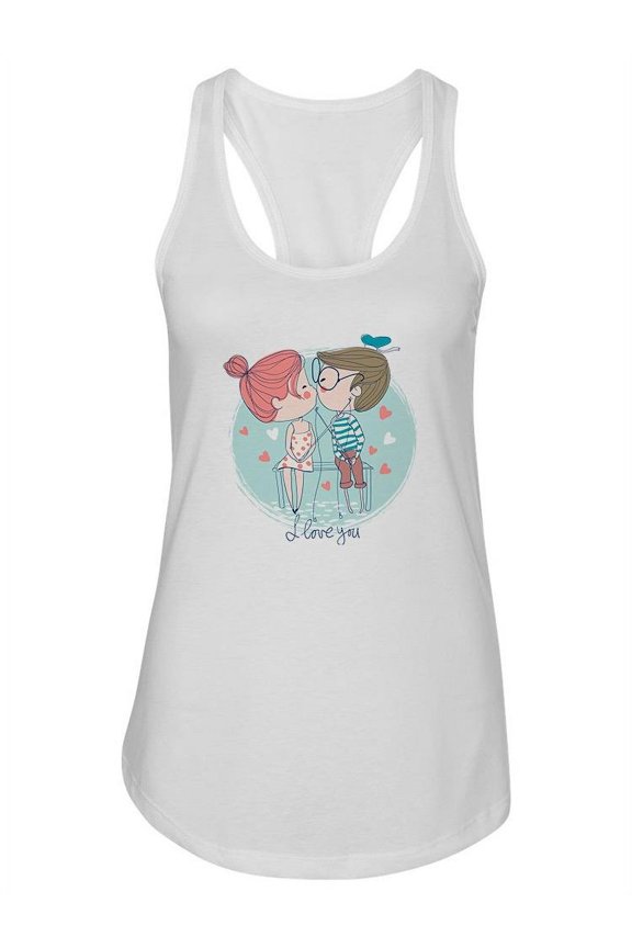 Couple Kissing Sitting On Pier Tank Women -Image by Shutterstock, Female x-Large