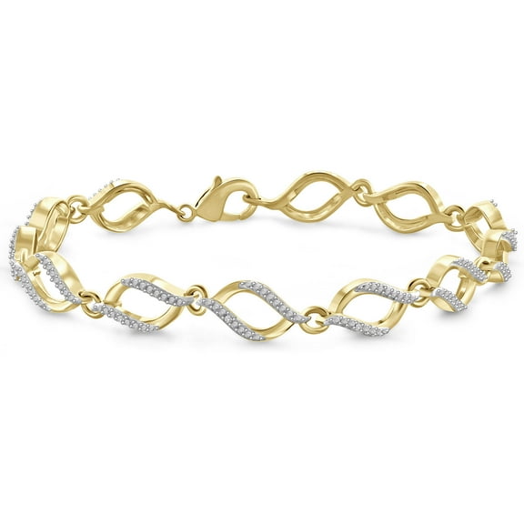 JewelersClub Diamond Bracelet 14k Gold Plated Bracelet – Genuine White Diamond Bracelet 14k Gold Plated Brass Jewelry for Women – Hypoallergenic Diamond Bracelets for Women