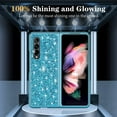 thumbnail image 6 of Compatible with Samsung Galaxy Z Fold 3 Glitter Plating Case, Luxury Bling Sparkly Shiny Cute Soft TPU Plating Bumper Raised Camera Shockproof Back Cover Wireless Charging for Women Girl, Blue, 6 of 6