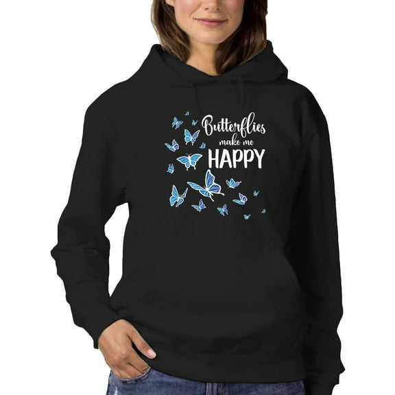 Butterflies Make Me Happy Hoodie Women -Smartprints Designs, Female Small