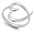 thumbnail image 4 of Heart Bow Statement Promise Wave Ring .925 Sterling Silver Band Jewelry Female Male Unisex Size 6, 4 of 4