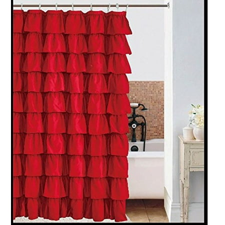 Spring Design Flamenco Ruffle Shower Curtain Red Walmart Com