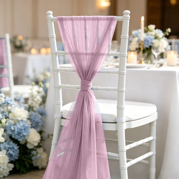 AUNVITO Beautiful Gauze Chair Back Flower Chair Sash 8 x 108 Inch No Accessory for Wedding Party Home Decoration and Event Styling
