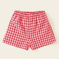 thumbnail image 2 of mgoYE Girls Pants Kids Toddler Boys Girls Gingham/Seersucker Shorts Elastic Waist Plaid/Striped Elastic Waist Shorts Pants Bottoms |Red,18-24 Months, 2 of 6