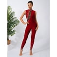 thumbnail image 5 of YiZYiF Womens Figure Skating Jumpsuit Sleeveless Cutout Back Dance Rhythmic Gymnastics Leotards Burgundy XXL, 5 of 7
