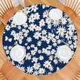 thumbnail image 2 of Dark Blue Daisy Flower Pattern Round Fitted Tablecloth with Elastic Edge,Dining Table Cover Waterproof,Outdoor Round Tablecloth for Camping,Dining,Indoor and Outdoor, 2 of 7