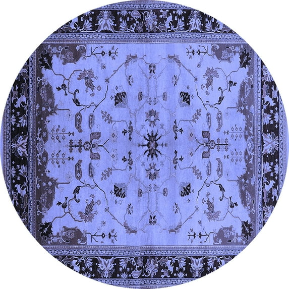 Ahgly Company Indoor Round Oriental Blue Traditional Area Rugs, 6' Round