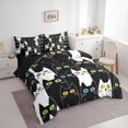 thumbnail image 3 of jejeloiu Abstract Cartoon Kitten 7-Piece Twin Bedding Sets,Colorful Cute Cat Bedding Comforter Set,White Black Sheet Sets For Girls,Super Cozy Room Decor Reversible, 3 of 8