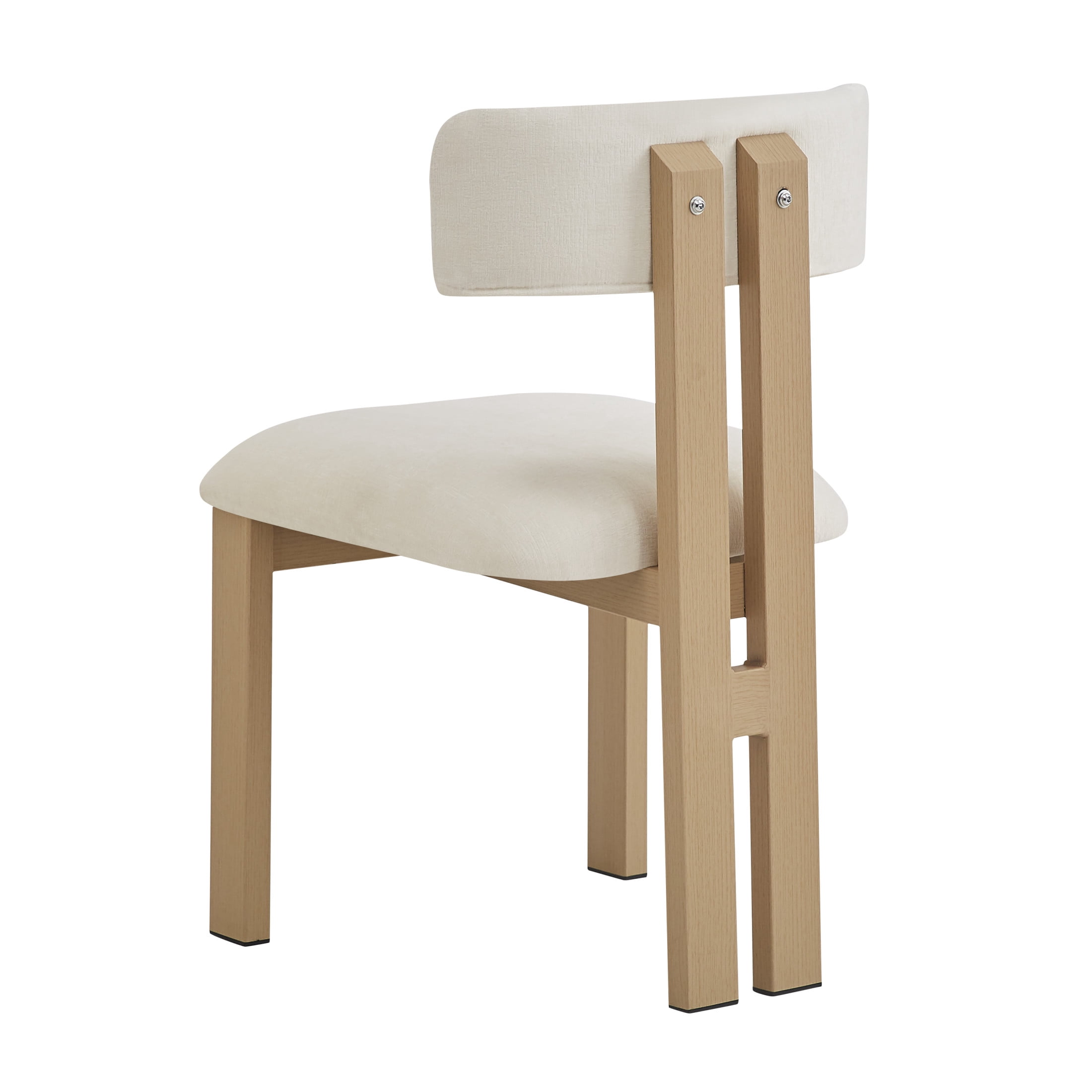 Simplicity Armless Dining Chairs with U-Shaped Seats & Metal Legs, Beige+Natural, Set of 2