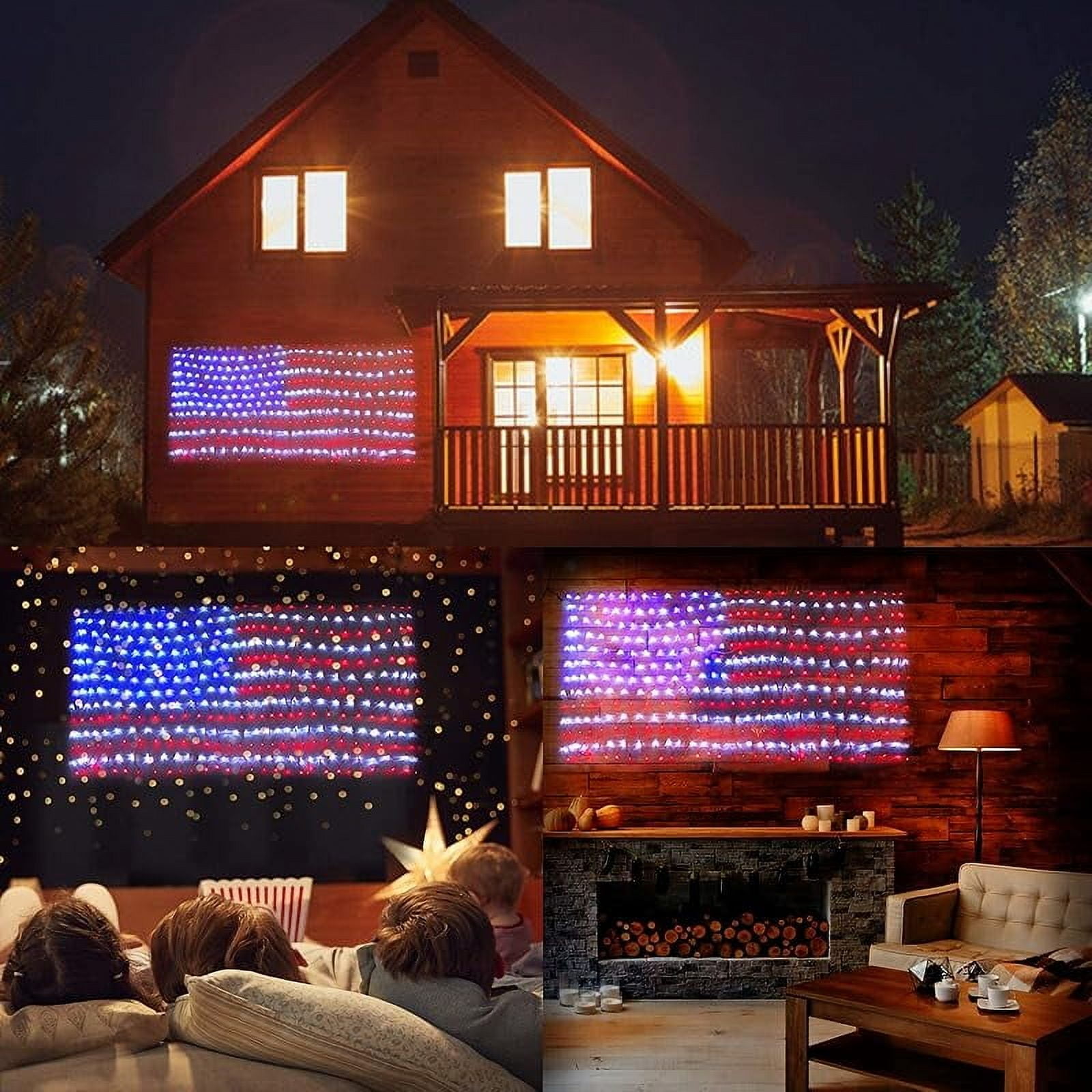 TAPLCVY American Flag 420 LED Net Lights, Independence Day Decorations, Waterproof IP44 Red White Blue Outdoor Mesh Lights for 4th of July Yard Party