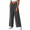 thumbnail image 6 of Cagogo Women's Cotton Linen Plus Size Wide Leg Pants Elastic Waist Casual Loose Long Trousers with Pockets Summer Beach Vacation Flowy Palazzo, Gray 5XL, 6 of 6