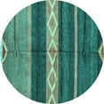 thumbnail image 1 of Ahgly Company Indoor Round Abstract Turquoise Blue Modern Area Rugs, 7' Round, 1 of 4